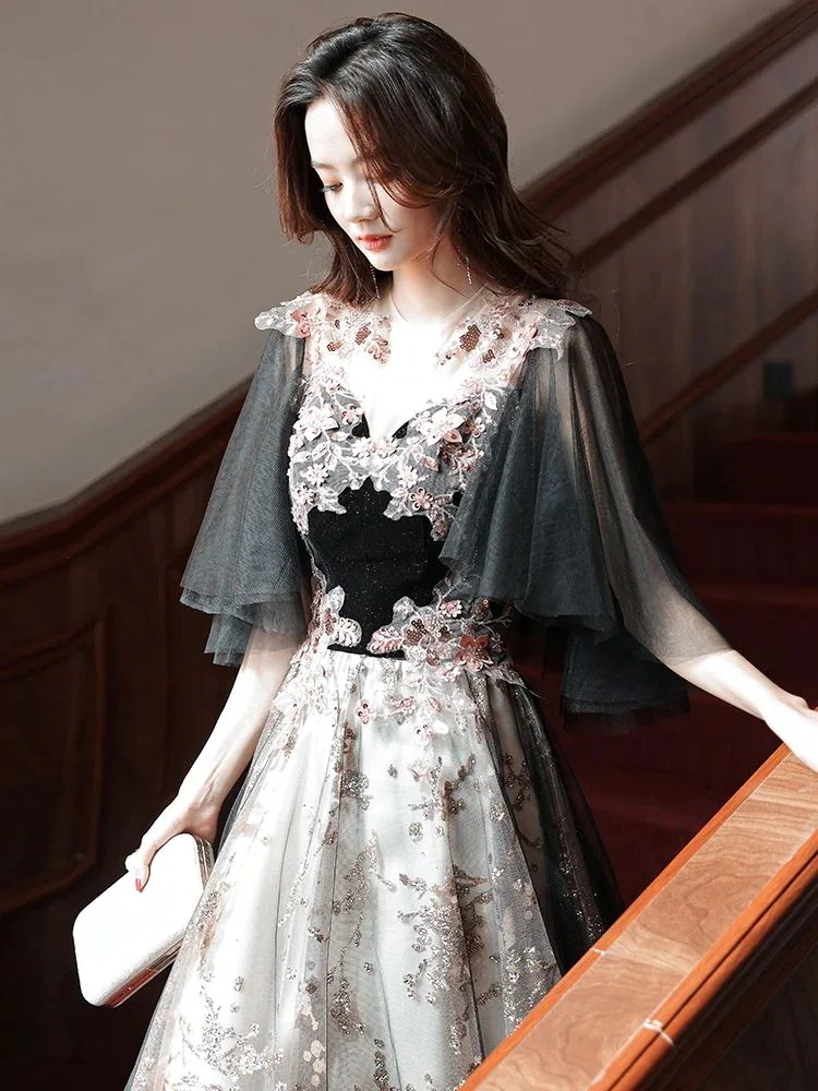 女性用イブニングドレススカート2025 宴会気質ハイエンドホスト肉をカバーし着痩せロングスタイル