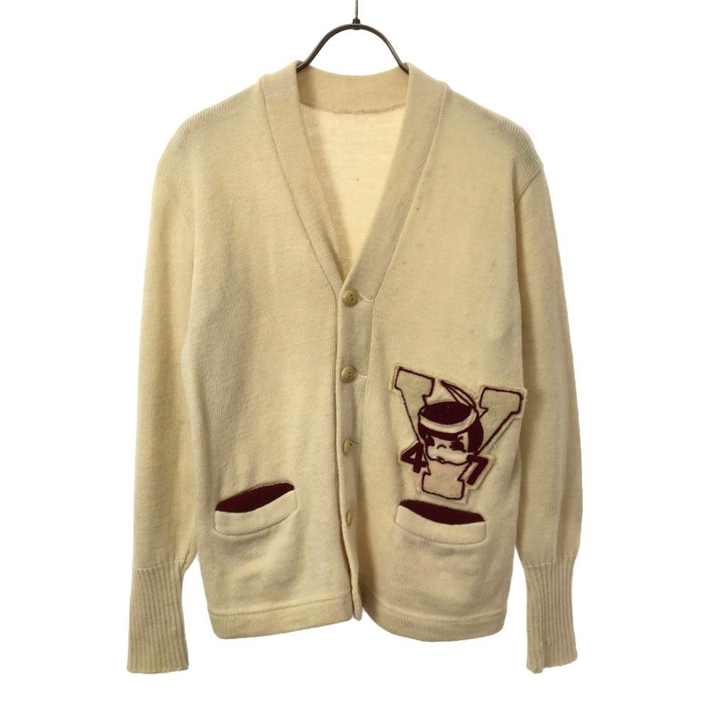 ヴィンテージ 40s 50s レタード 長袖 ニットカーディガン ホワイト VINTAGE レディース