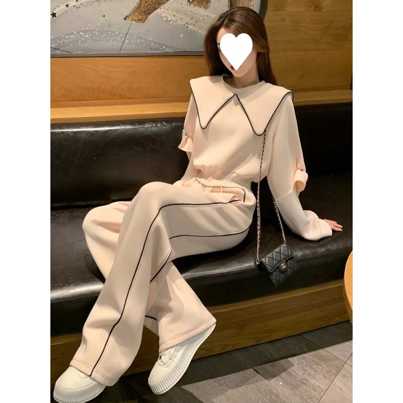 女子学生秋スポーツスーツ韓国版ゆったりスリムおしゃれスタイリッシュ小さめカジュアルスウェットシャツ2点セット