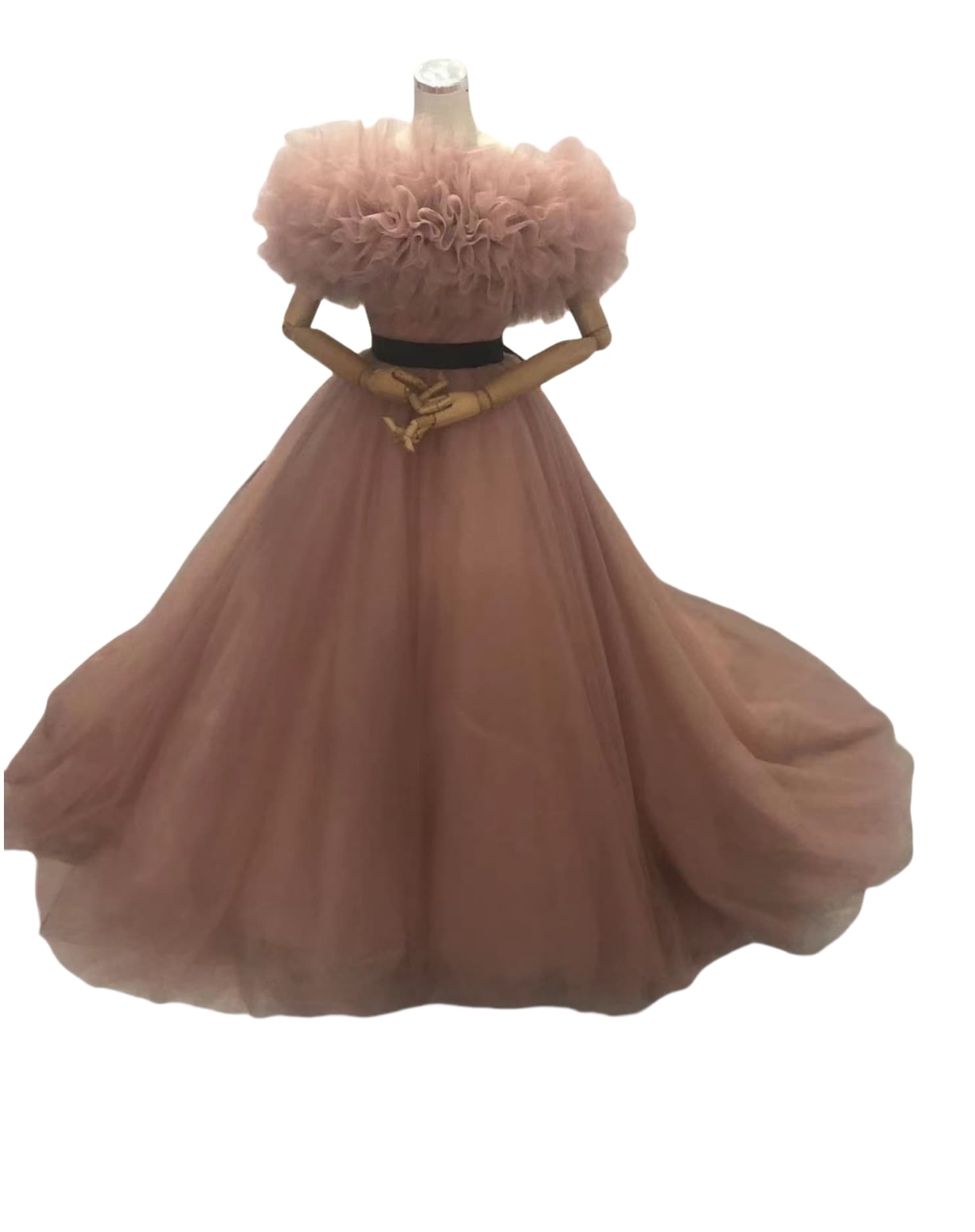 上品！ ピンク カラードレス 取り外しオフショルダー チュールスカート サッシュベルト 披露宴