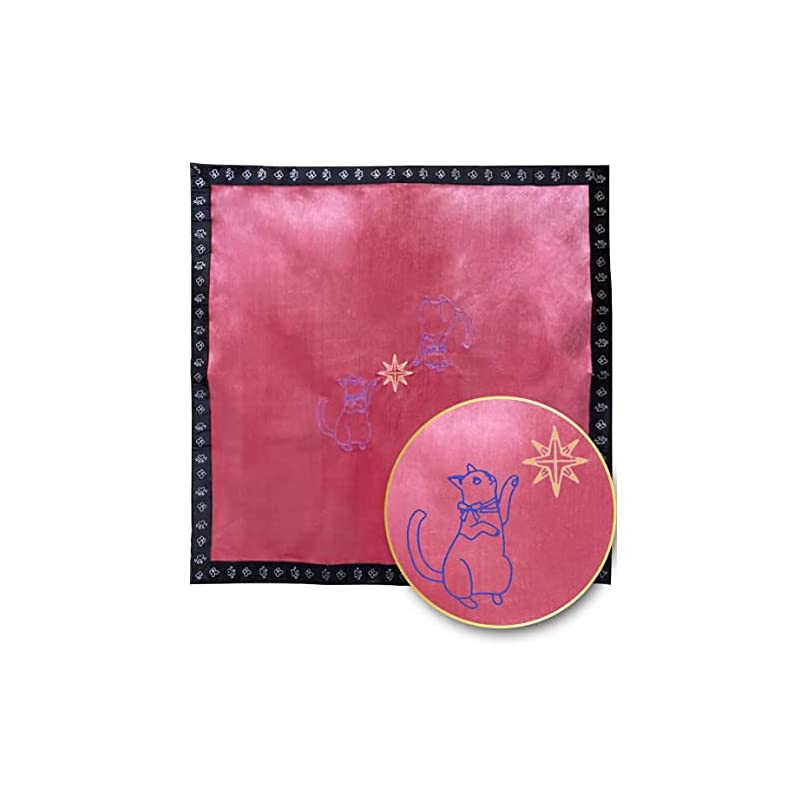 タロットクロス リーディングサポートクロス【ドリーミングキャットエディション】6565 高級ベルベット (ピンク)
