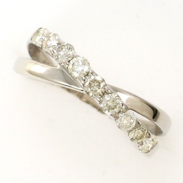 K10 10金 WG ホワイトゴールド リング 指輪 6号 ダイヤ 0.30 ジュエリー 中古