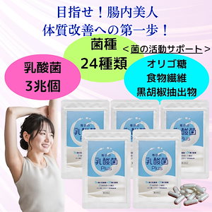 【目指せ腸内美人】30粒×5袋【1袋3兆個の乳酸菌】 24種の乳酸菌 菌活 腸内環境 腸内フローラ 腸活 フェムケア 善玉ビフィズス菌 オリゴ糖 EC-12 ラクトバチルス