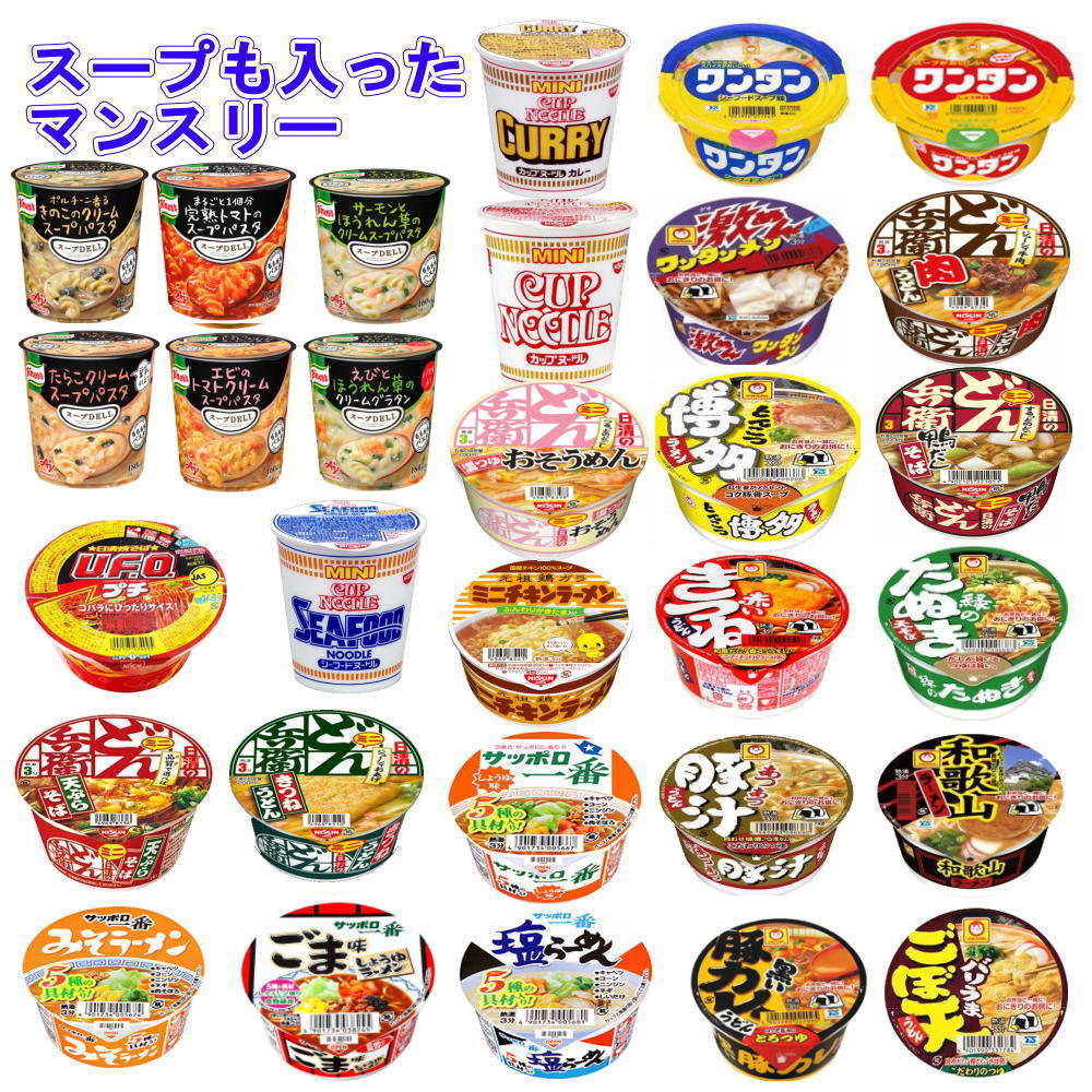 クノールスープパスタが新規参加マルちゃん 日清 サッポロ一番 クノールスープパスタワンタンスープも入ったミニサイズ マンスリーセット 箱買い 30食 送料無料