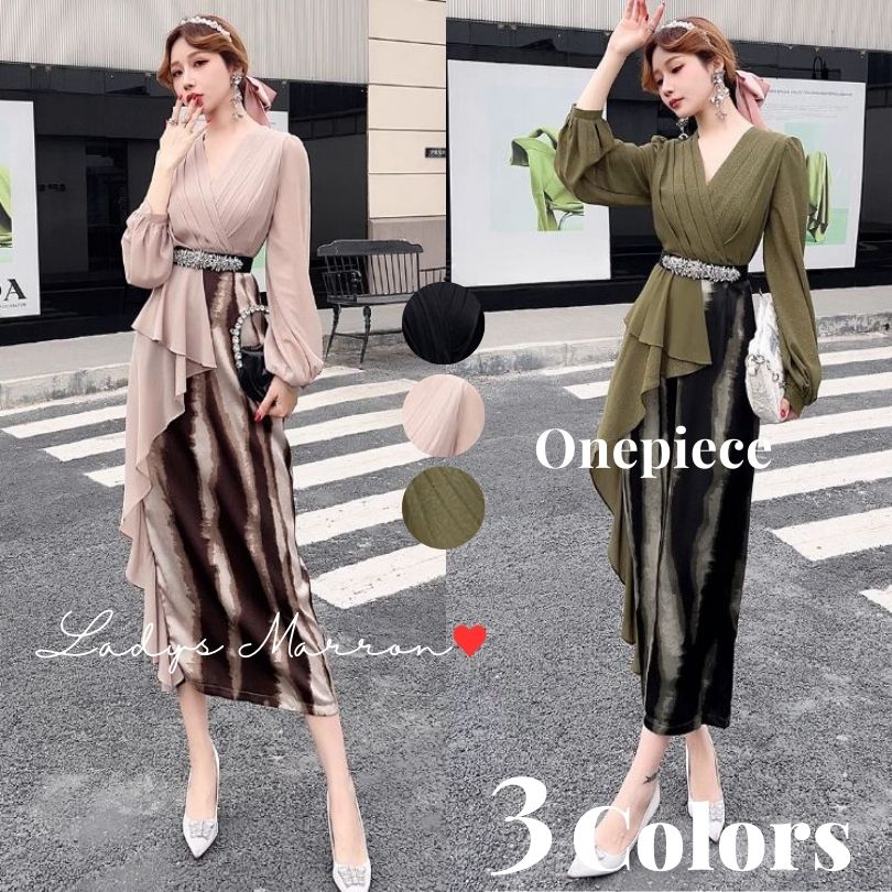 【即納】タイトワンピース ロング 上品 きれいめ スリットワンピース 韓国 レトロワンピース お呼ばれワンピース 同窓会ワンピース 成人式ワンピース 成人式ドレス 同窓会ドレス パーティードレス かっ