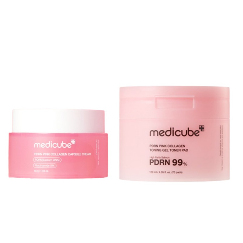 [NEW]PDRN ピンクコラーゲン トニングゲル トナーパッド 70枚 + PDRN ピンクコラーゲン カプセルクリーム 55g