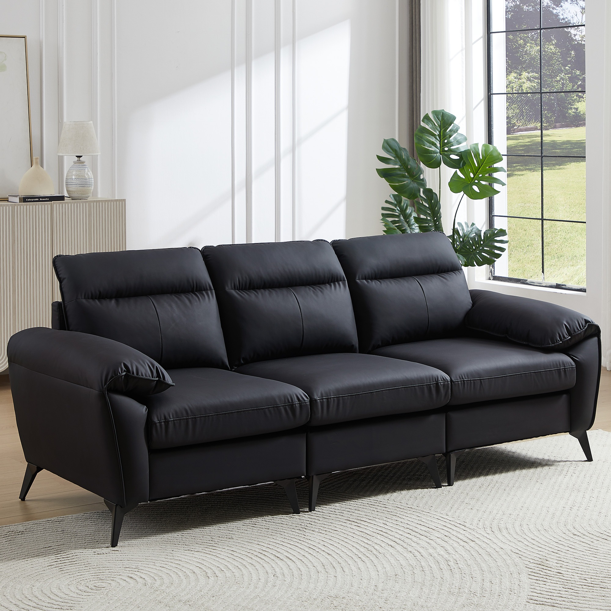 【国内へ発送&送·料·無·料】438ソファー ソファ 3人掛け 幅205cm 3人掛け 北欧 ソフトレザーソファー 3p モダン モダン リビングソファー ソファーセット ソファセット PU 弾力 応