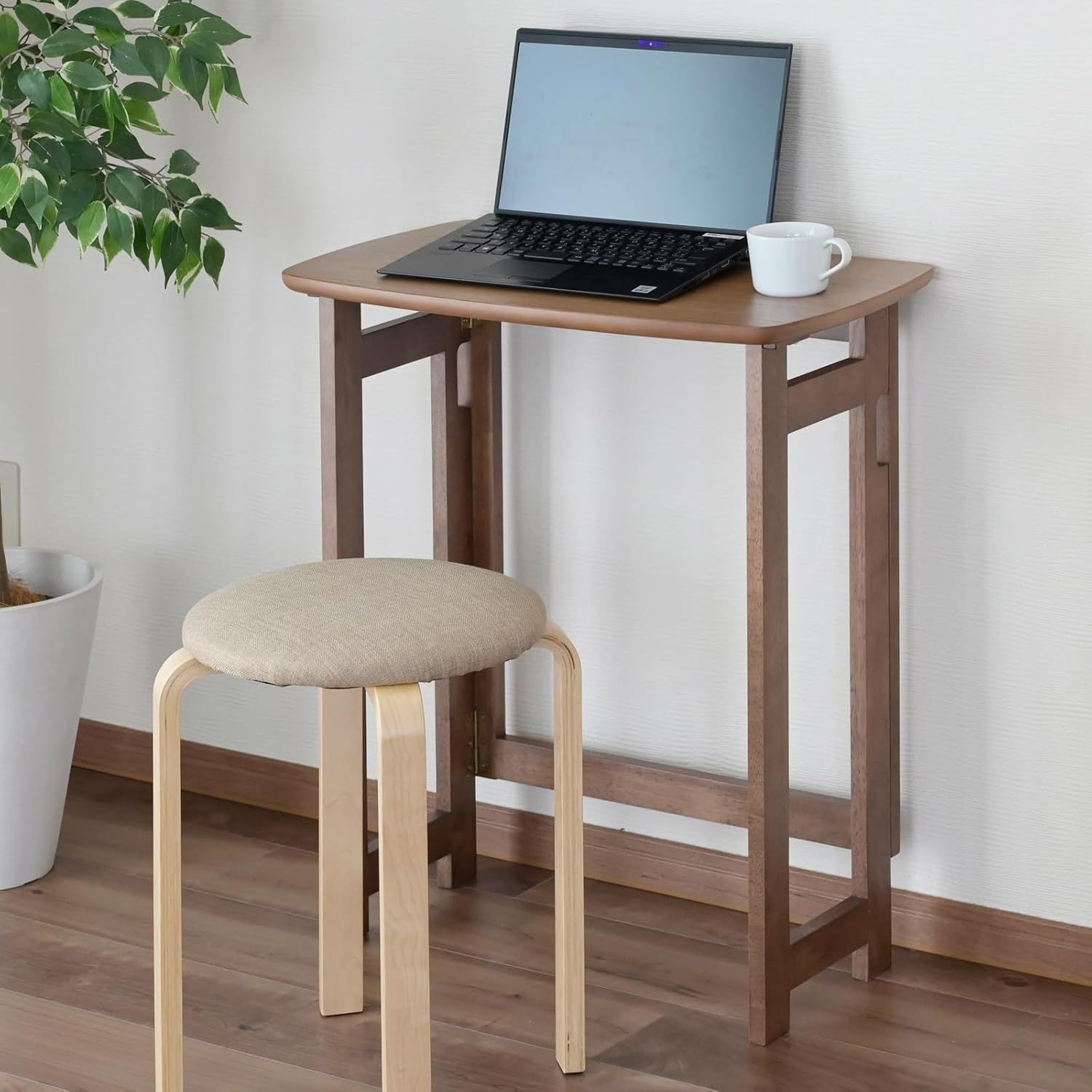 デスク PCデスク 折りたたみ 天然木 完成品 幅60×奥行34×高さ70cm 一人暮らし 学習机 ヴィンテージブラウン SPD-6034H(VBR)