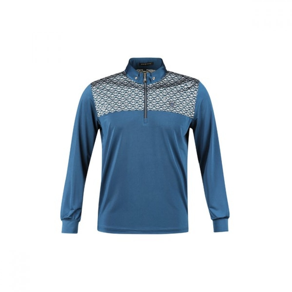 (ラックスゴルフ) ラックスゴルフジャンピールメンズハーフジップアップパターンブロック長袖ゴルフシャツ AJP4S401