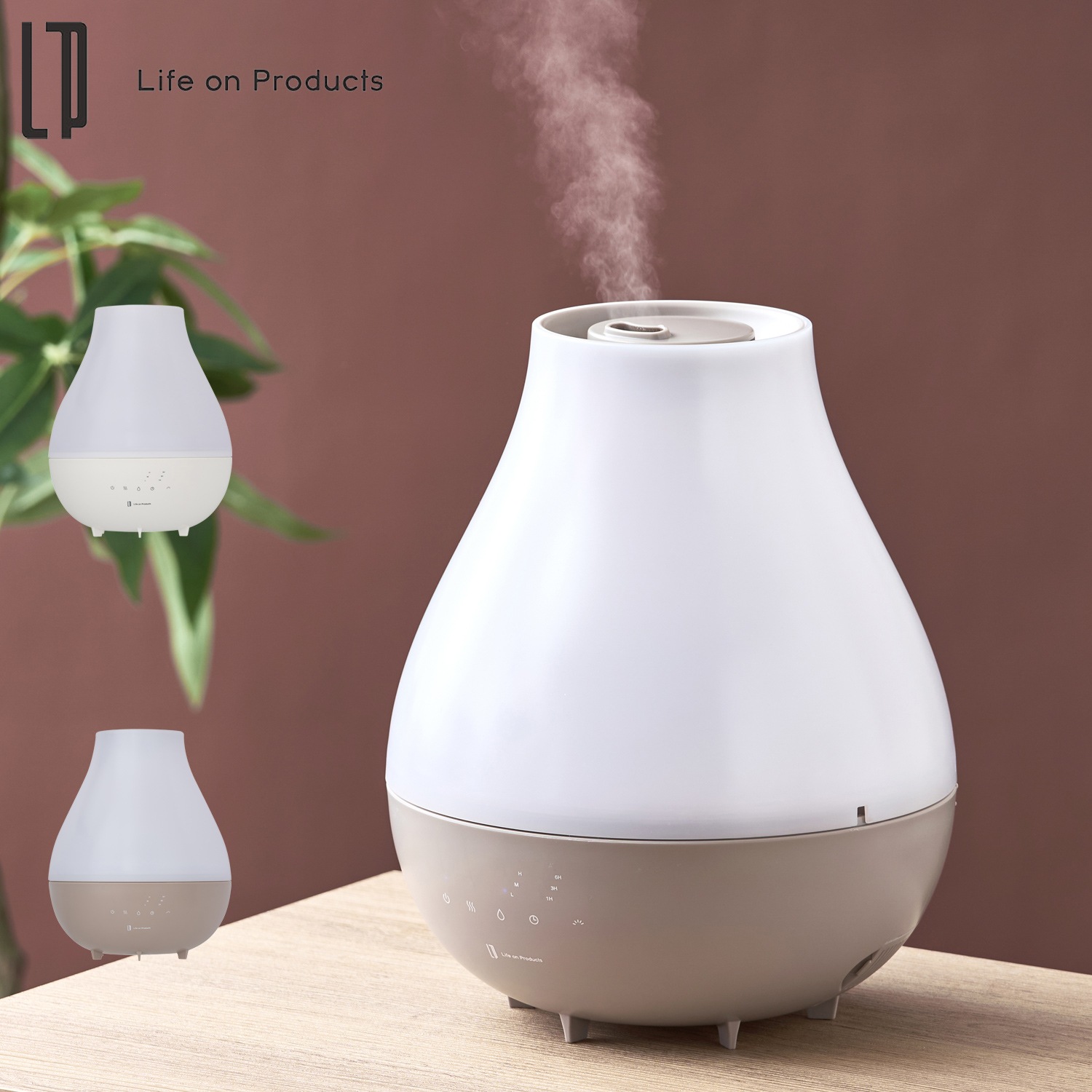 加湿器 卓上 上部給水式 お手入れ簡単 3300ml ハイブリッド式 アロマ ナイトライト LCAHF017