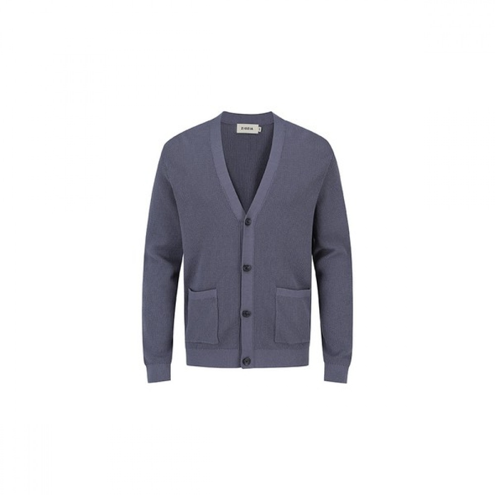 [ジョージア] メンズ) コットンクロシェット Vネックカーディガン_AEF1EC1101DBL