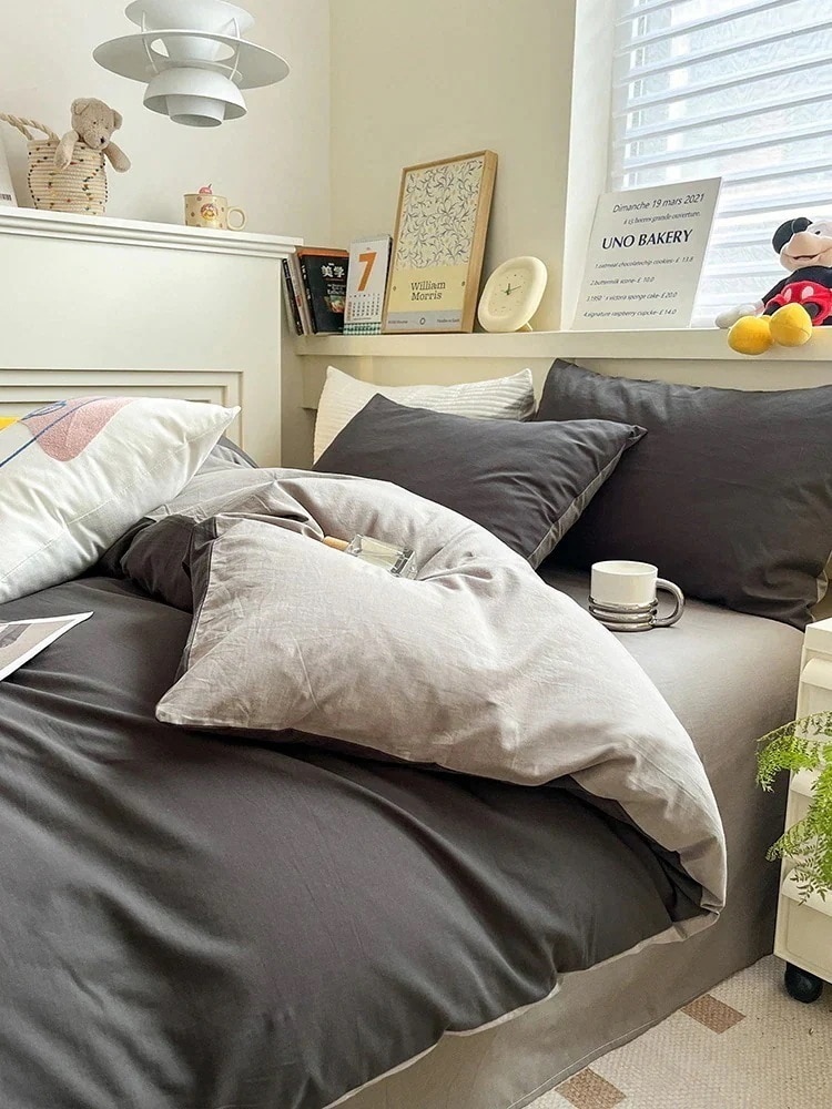 人气新作韓国ファッション 布団カバー 4点セットアップ かわいい 枕カバー シーツ シンプル布団セット寝具 ベッドカバー布団カバー