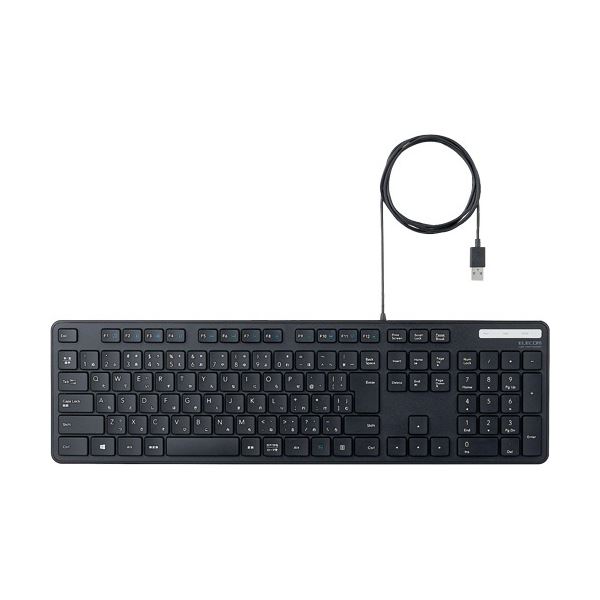 (まとめ) エレコム 抗菌 有線薄型フルキーボード ブラック TK-FCM108KBK 1台 (×3セット)