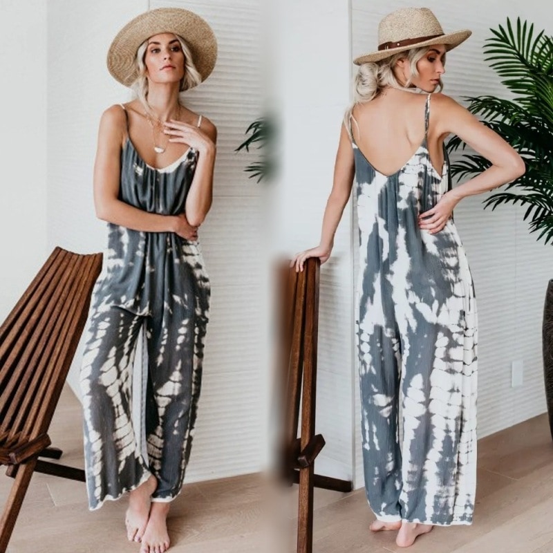 ワンピース オールインワン ジャンプスーツ ロング ロング丈 Uネック スプーンネック 袖なし ノースリーブ ワイド 大人可愛い 大人っぽい 大人女子 エレガント 上品 シンプル かっこいい クール