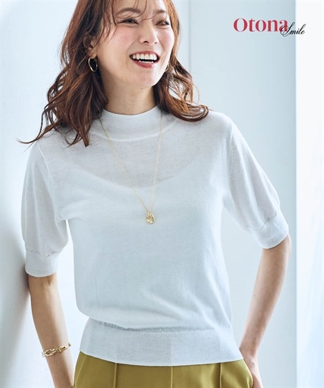 ニット ５分袖ハイネックニットプルオーバー OtonaSMILE