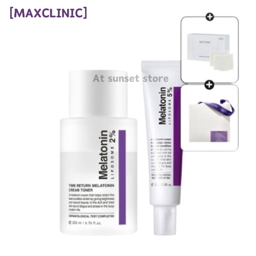 Melatonin セット (クリームトナー200ml+クリーム25g+化粧用コットン）/韓国コスメ