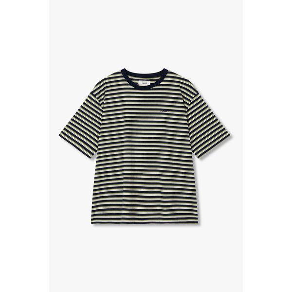 ラウンドネック マルチストライプ Tシャツ (9176222985)