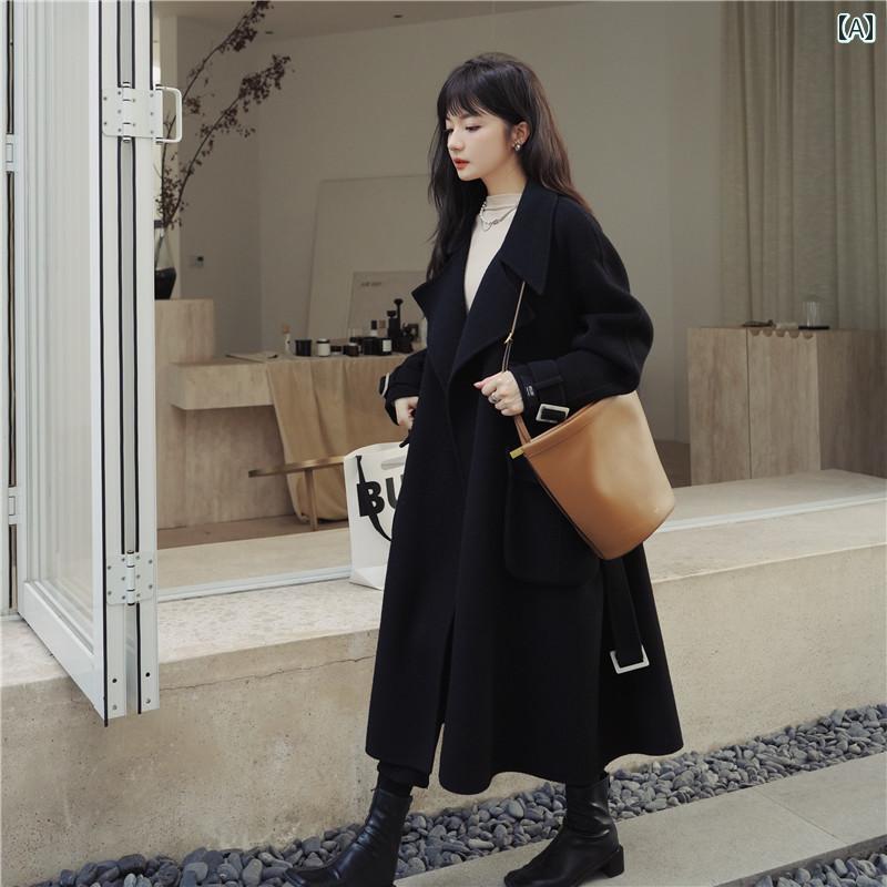 レディース アウター ウールコート カジュアル おしゃれ 防寒 暖かい 黒 女性 秋冬 女性 スタイル 春秋冬 韓国 高度 厚手