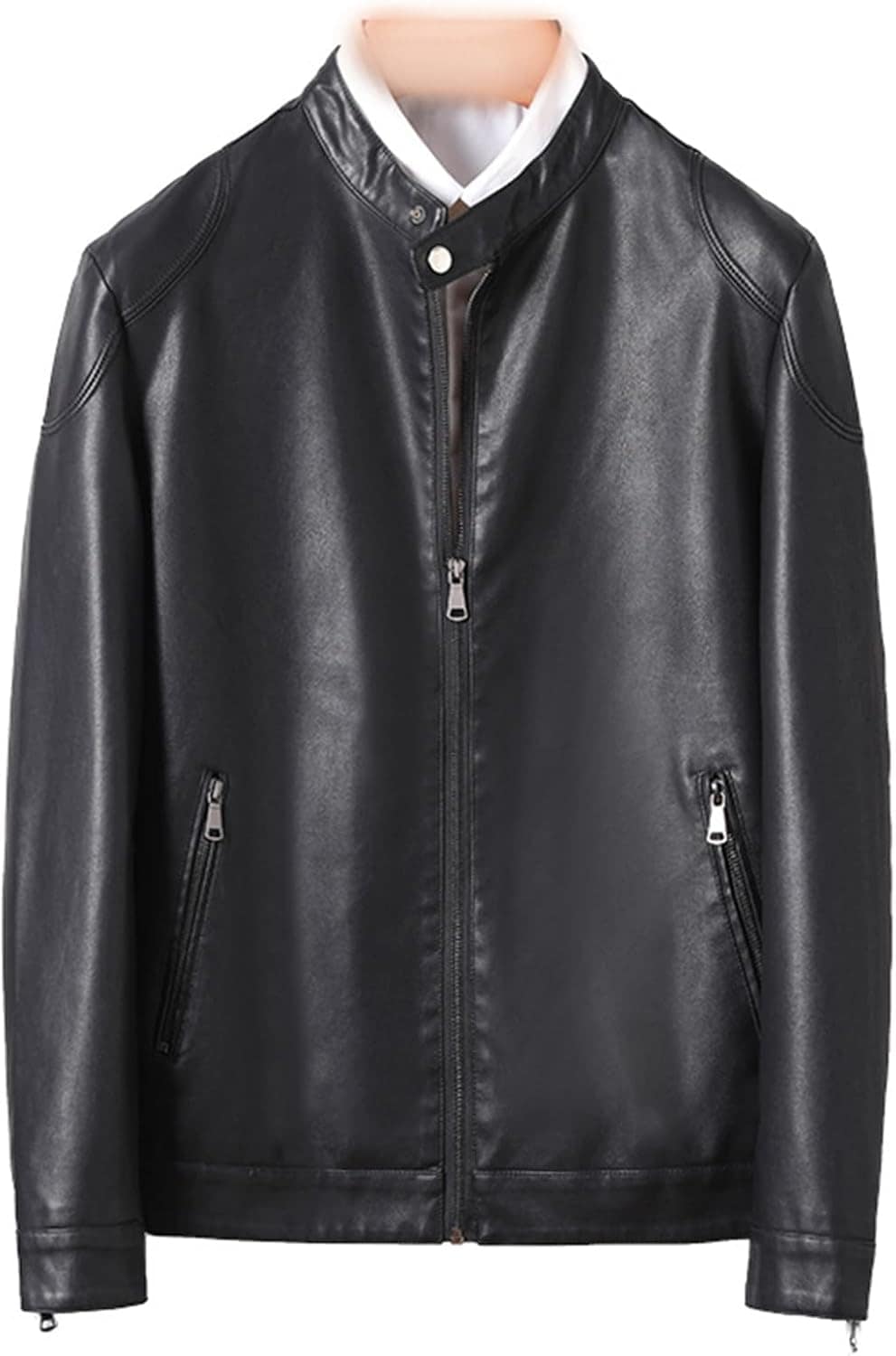 レザージャケット メンズ 立ち襟 ライダースジャケット カジュアル ビジネス 革ジャン バイカー ジャンパー スリム 薄手 シンプル 撥水 防風 ジップアップ おしゃれ ブルゾン アウター カッコイイ
