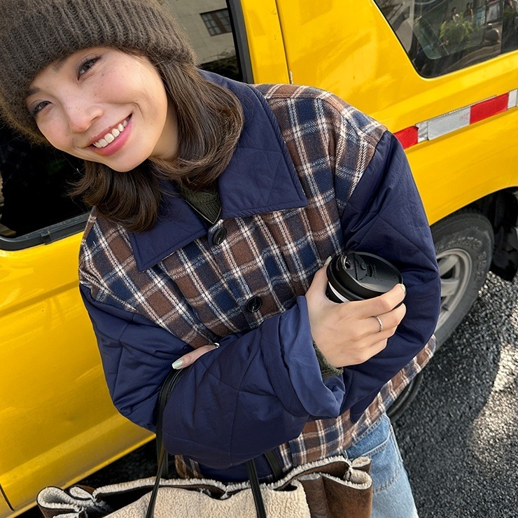 アウター ジャケット キルティングジャケット 長袖 襟付き 前開き ポケット ボタン 異素材ミックス かわいい 大人可愛い きれいめ シンプル 上品 ラフ おしゃれ かっこいい カジュアル レトロ 8,924円