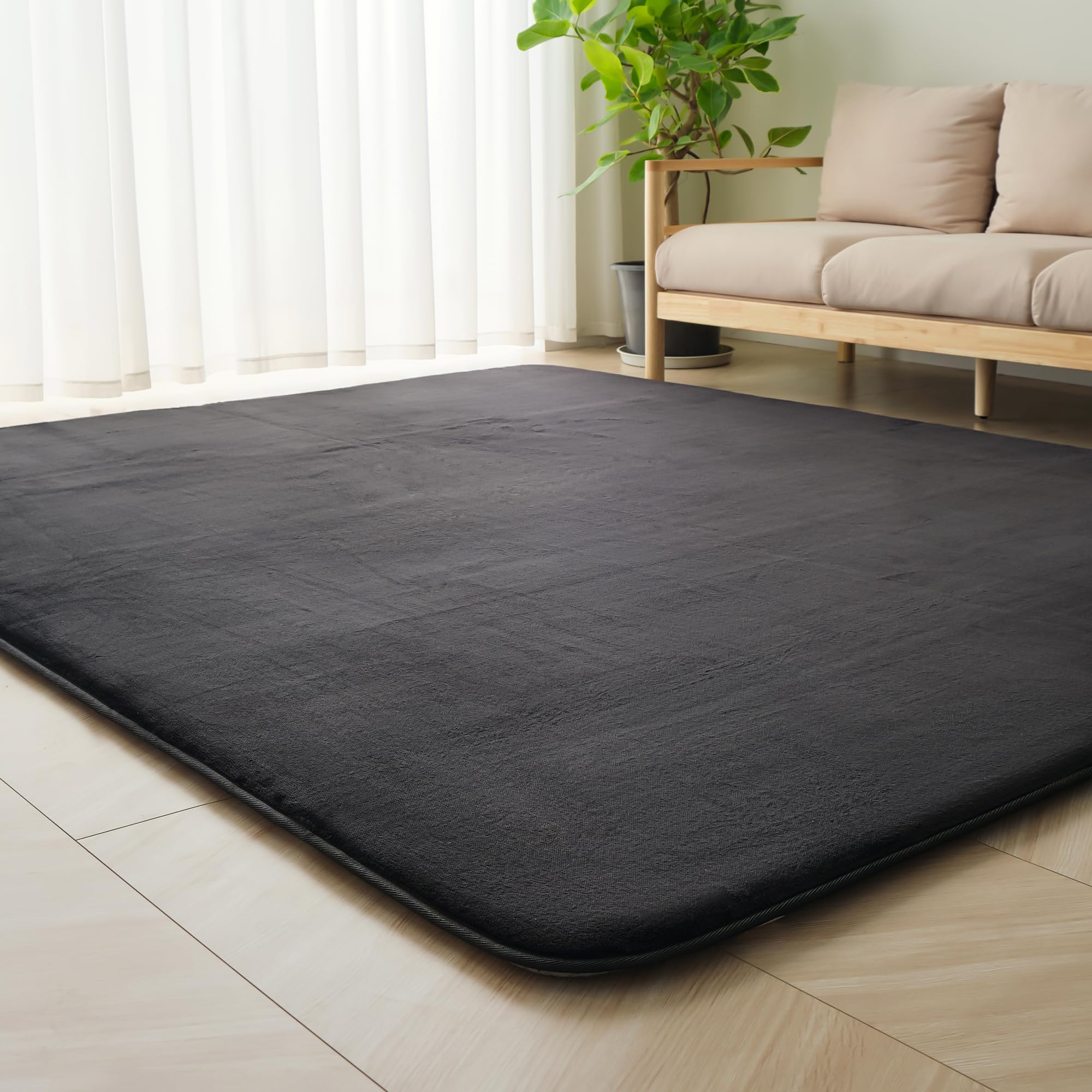 ＨＡＲＵＭＩＮ 極厚30mm カーペット ラグ 厚手 約2畳 ラグマット 絨毯 無地 防音 抗菌 防臭 防ダニ 低ホルム 北欧 おしゃれ 滑り止め付き 床暖房ホットカーペット対応 こたつ敷きマット 高