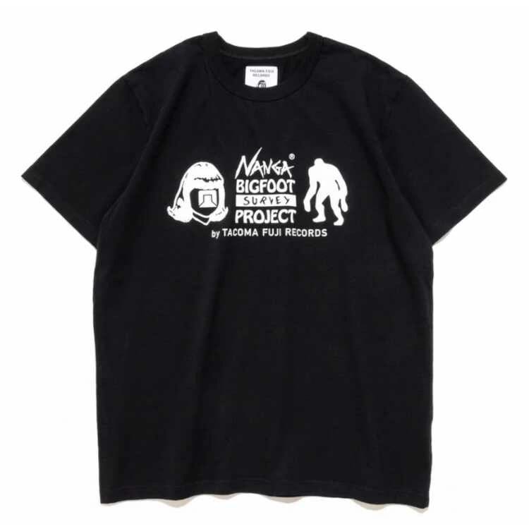 ナンガ×タコマフジレコード ビッグフットサーベイプロジェクト ロゴティー（メンズ） L ブラック #N0000843
