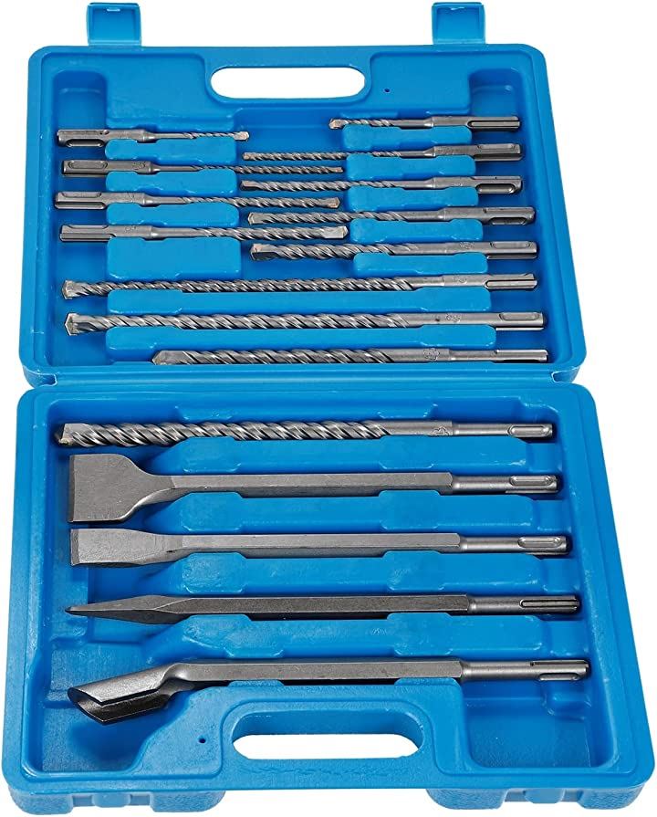 ドリルビットセット 17本 SDS ハンマービット 振動ドリル コンクリートドリル 電動ハンマー用 チゼル プラス シャンクビット 収納BOX付(17本セット)