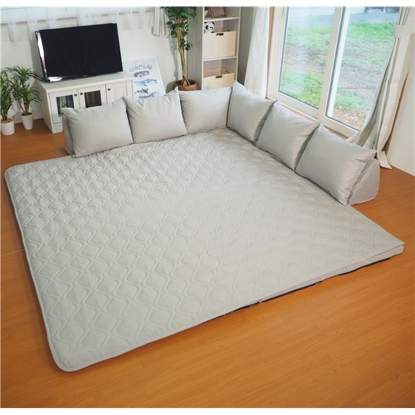 コーナーソファセット L型タイプ グレー 洗えるラグ フロアマット付き フロアソファー コーナーソファー 日本製