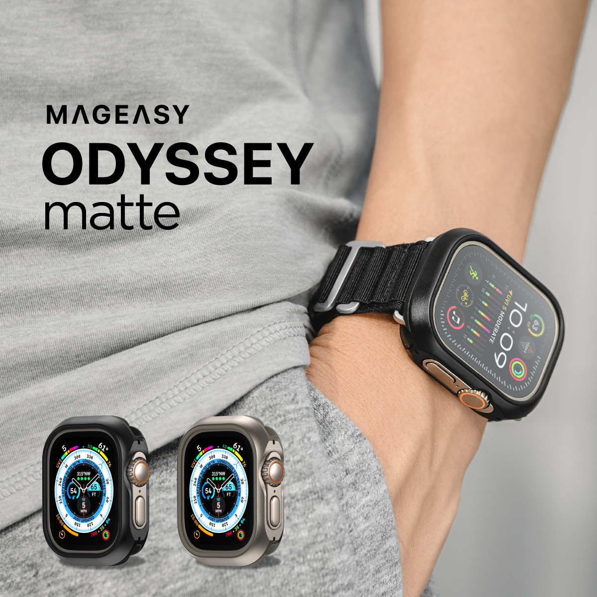 Apple Watch Ultra2 Ultra 対応 ケース 耐衝撃 米軍 MIL規格 準拠 アルミ × TPU 保護ケース 保護 カバー Odyssey (matte)