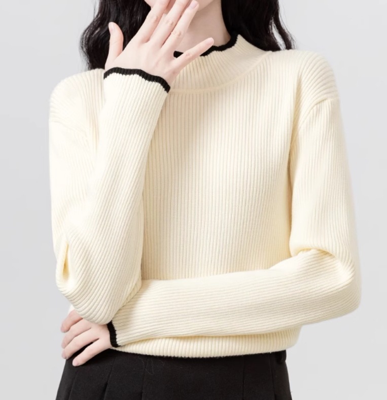 レディース トップス ニット セーター 上着 ストレートパンツ 萌袖 フリル袖 ハイネック タートルネック スリム 細身 かわいい 大人可愛い きれいめ シンプル カジュアル 上品 おしゃれ