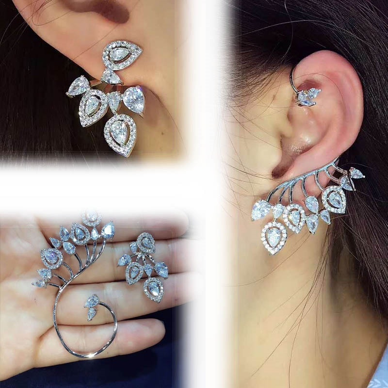 ティアライヤーフックピアスとバックキャッチピアス/1ペア クリスタル ジルコニア ティアードロップ 涙型 滴型 雫型 両耳 ジュエル 大きい キラキラ レディース 結婚式 ew-00-00511xx