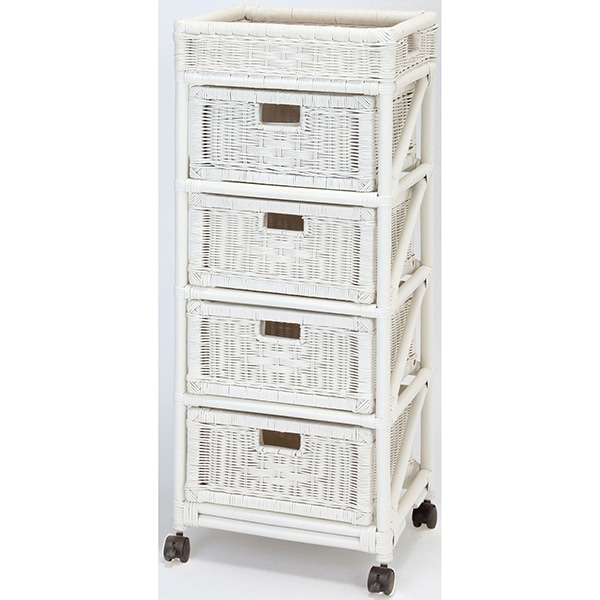 ファミリーライフ ランドリーチェスト スリム 4段 ホワイト(0364920) メーカー直送