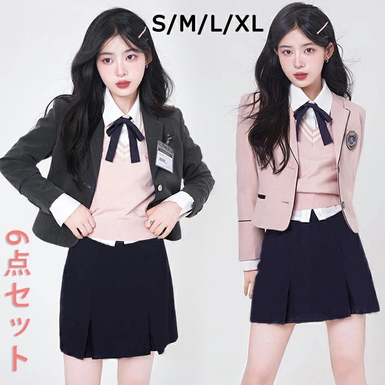 数量限定品卒業式 入学式 スーツ 女の子 6点セット 150 160 165 170 韓国 制服 卒服 制服 ブレザー 女子 上下 入学式 高校生 中学生 卒服 女の子 スクール ブレザー 制服 黒