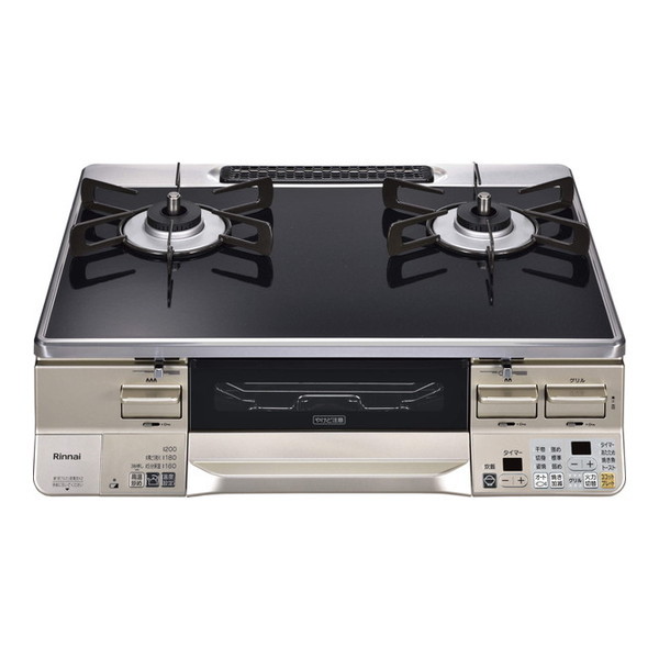 ガスコンロ 都市ガス 2口 左強火力 59cm ココットプレート別売 RTS65AWK1RA-CL-13A ブラック/シャンパン ラクシエ