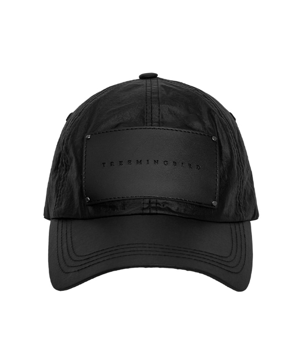 [TREEMINGBIRD] Big Leather Patch Ball Cap [Black / Gray]