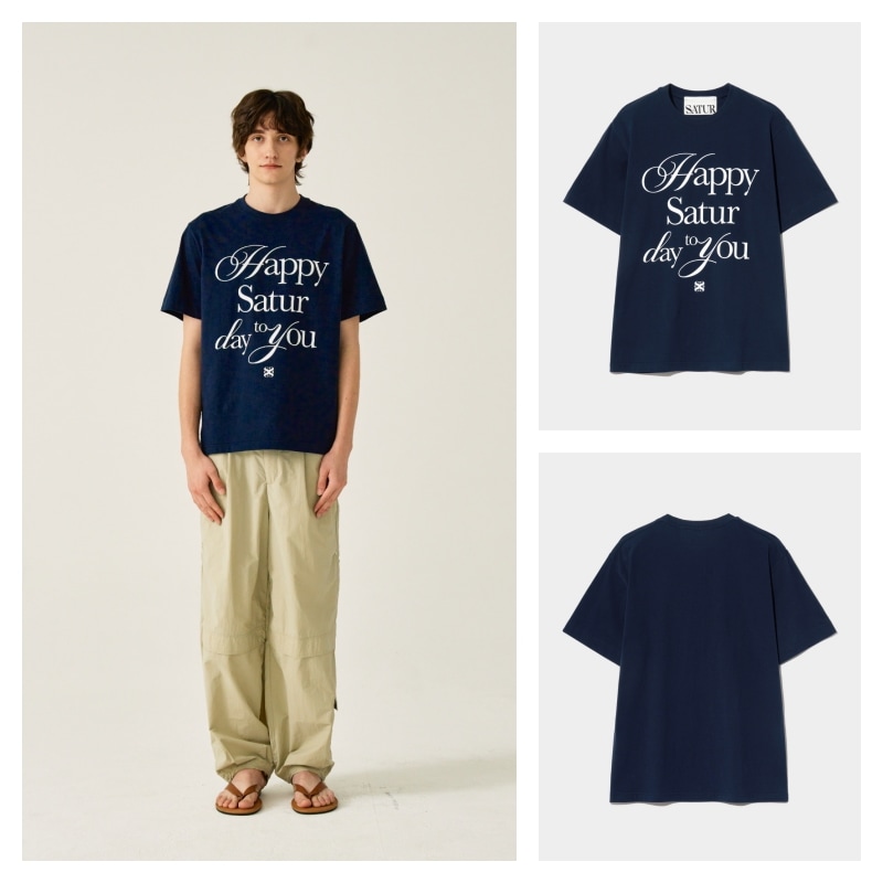 ☆人気☆【SATUR】☆Happy Saturday Typo Graphic T-Shir.t☆ ☆人気☆【SATUR】☆Happy Saturday Typo Graphic T-Shir.t