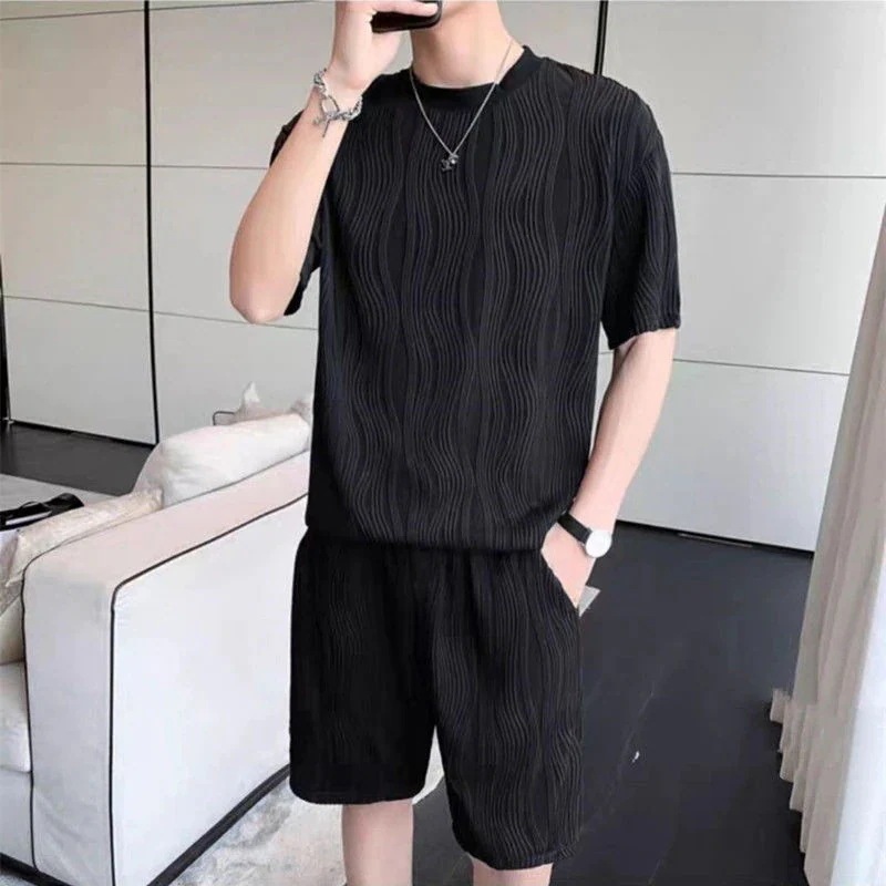 サマー い カジュアルセット メンズ 半袖tシャツ+ハーフパンツ 2点セット 無地 スウェットセットアップ