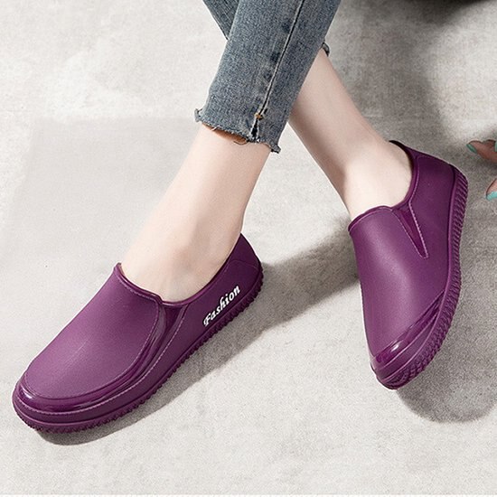 【取寄：納期2週間】レインブーツ フラットシューズ レインシューズ レディース 長靴 スリッポン ぺたんこ