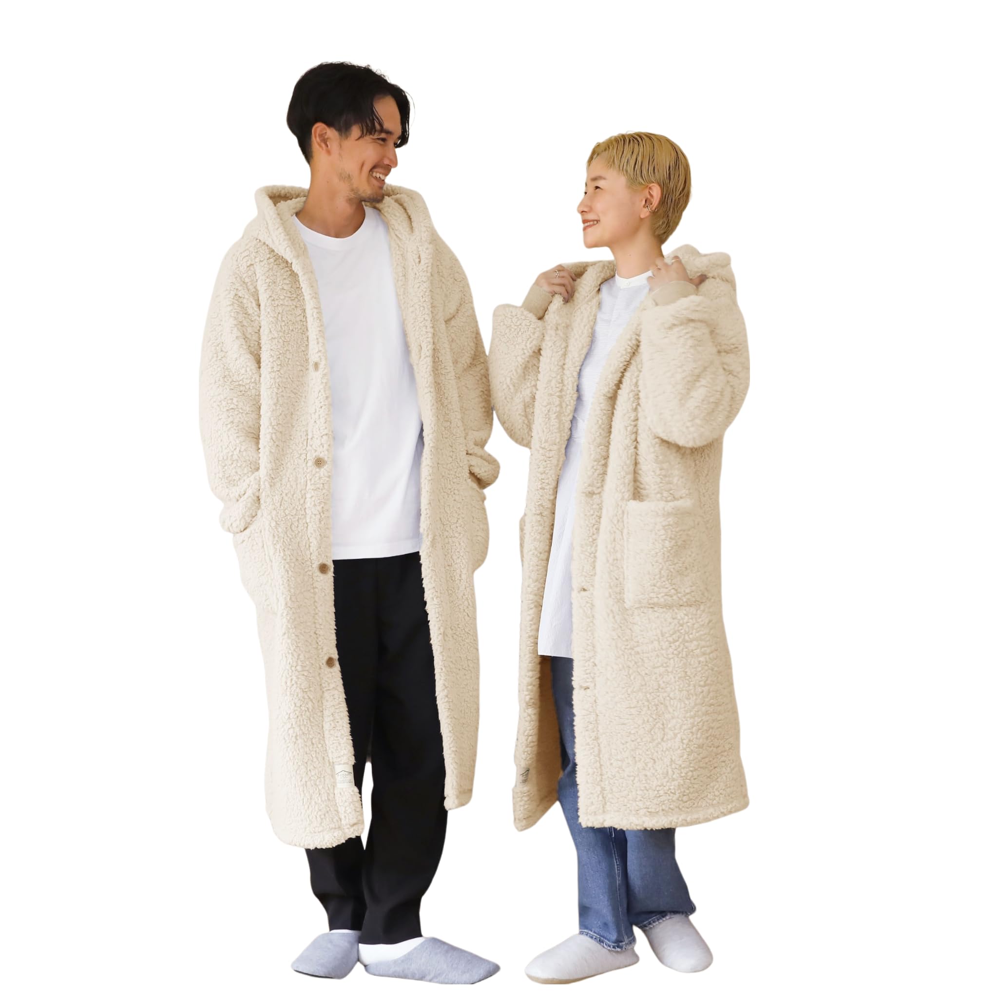 [e-room] ねむりのアトリエ 着る毛布 ロング丈 メンズ レディース 肩がこらない ギフトパッケージ おしゃれ 可愛い 大きいサイズ 足まで 厚手 ふわふわ 袖ゴム 着るブランケット 吸湿発熱