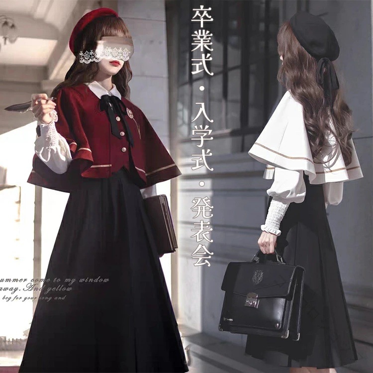 卒業式 スーツ 女の子 卒服 女子 制服 韓国風 入学式 スーツ 女子 中学生 ケープ 白 赤 マント 可愛い 学生服 子供服 フォーマルスーツ 洋服 お嬢様 ジュニア セレモニー