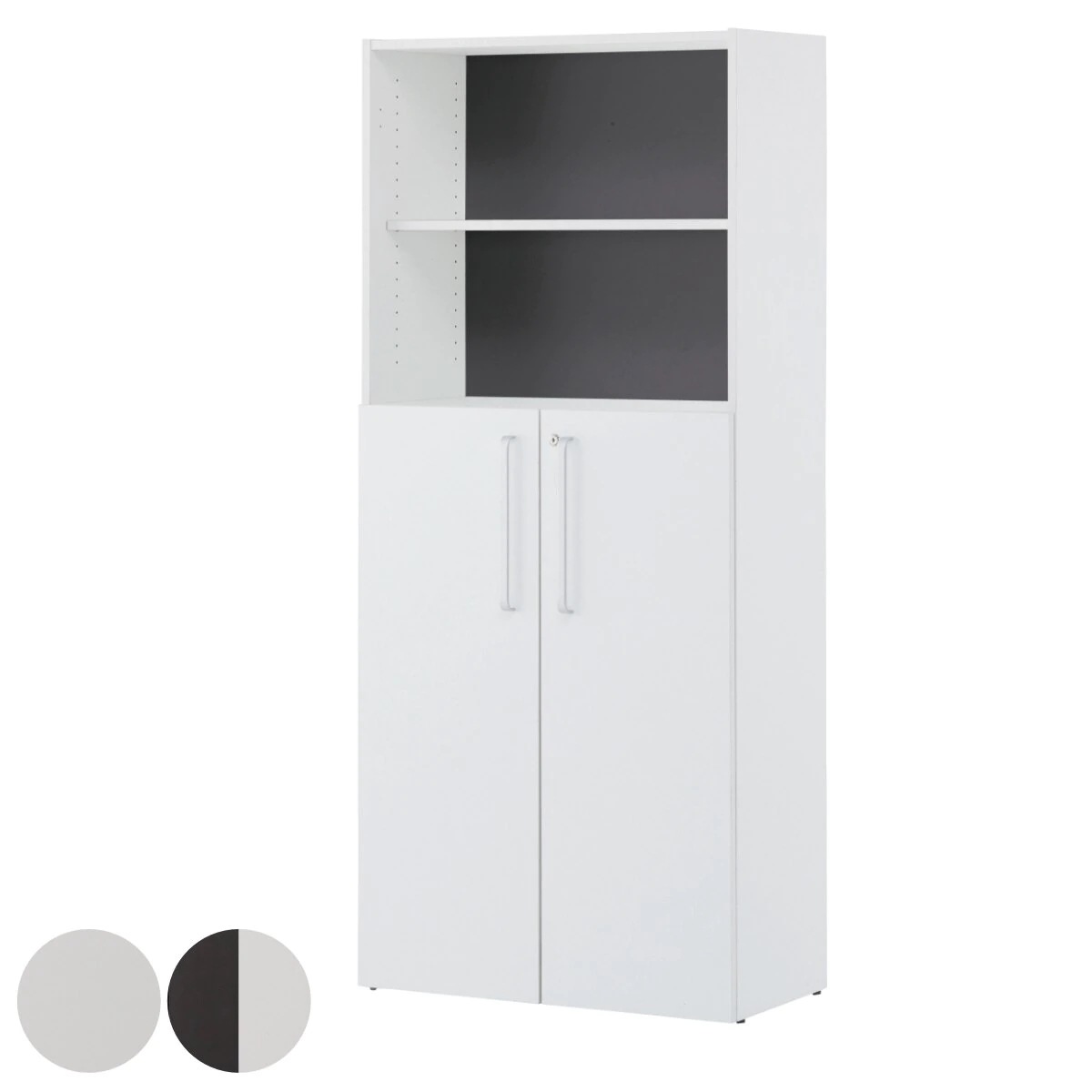 シェルフ 5段 ファイルラック ハイタイプ 下扉付 プリーマ3 幅80cm 書棚 ラック 棚 書庫 収納家具 ファイル棚 カルテラック 鍵 カギ付き 扉付き A4対応 扉 シンプル 法人限定