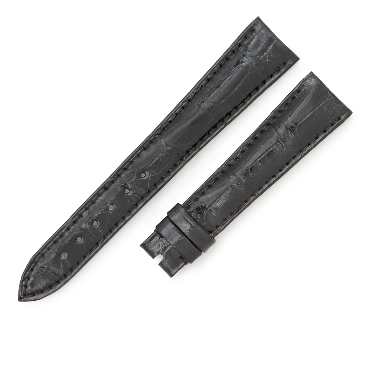 メンズ 未使用 純正 クロコ ベルト バンド 替え 予備 スペア ストラップ 18mm ブラック 黒