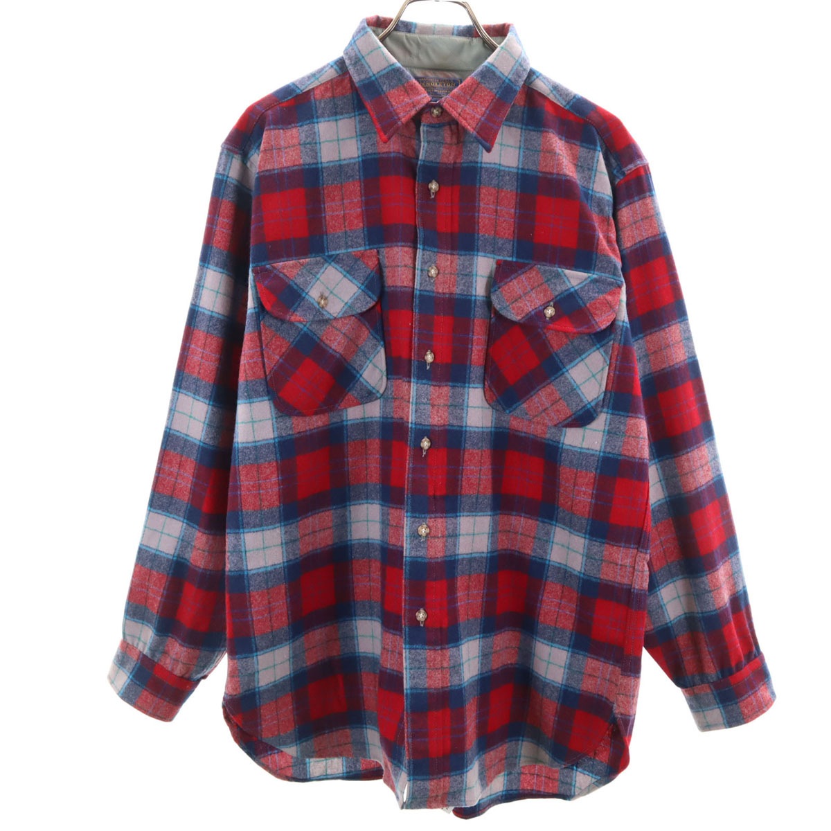 70s USA製 ウール ヴィンテージ チェック柄 長袖 シャツ L メンズ 古着 7,798円