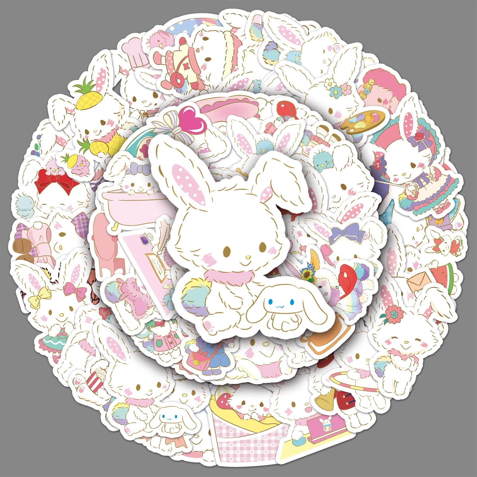 【あなたの好きな漫画】51 願いウサギサンリオステッカー漫画かわいい Guka 手アカウント装飾水カップ携帯電話ケース小さな餅ステッカー