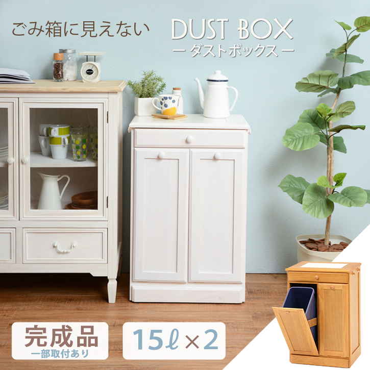 ゴミ箱に見えない ダスト ボックス 天然木パイン材 15リットル 2分別タイプ 北海道沖縄離島はお届け不可 メーカー直送品 MUD 6720