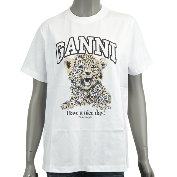 GANNI ガニー Basic Jersey Leopard Relaxed /レオパード モチーフ Tシャツ/T4124 943