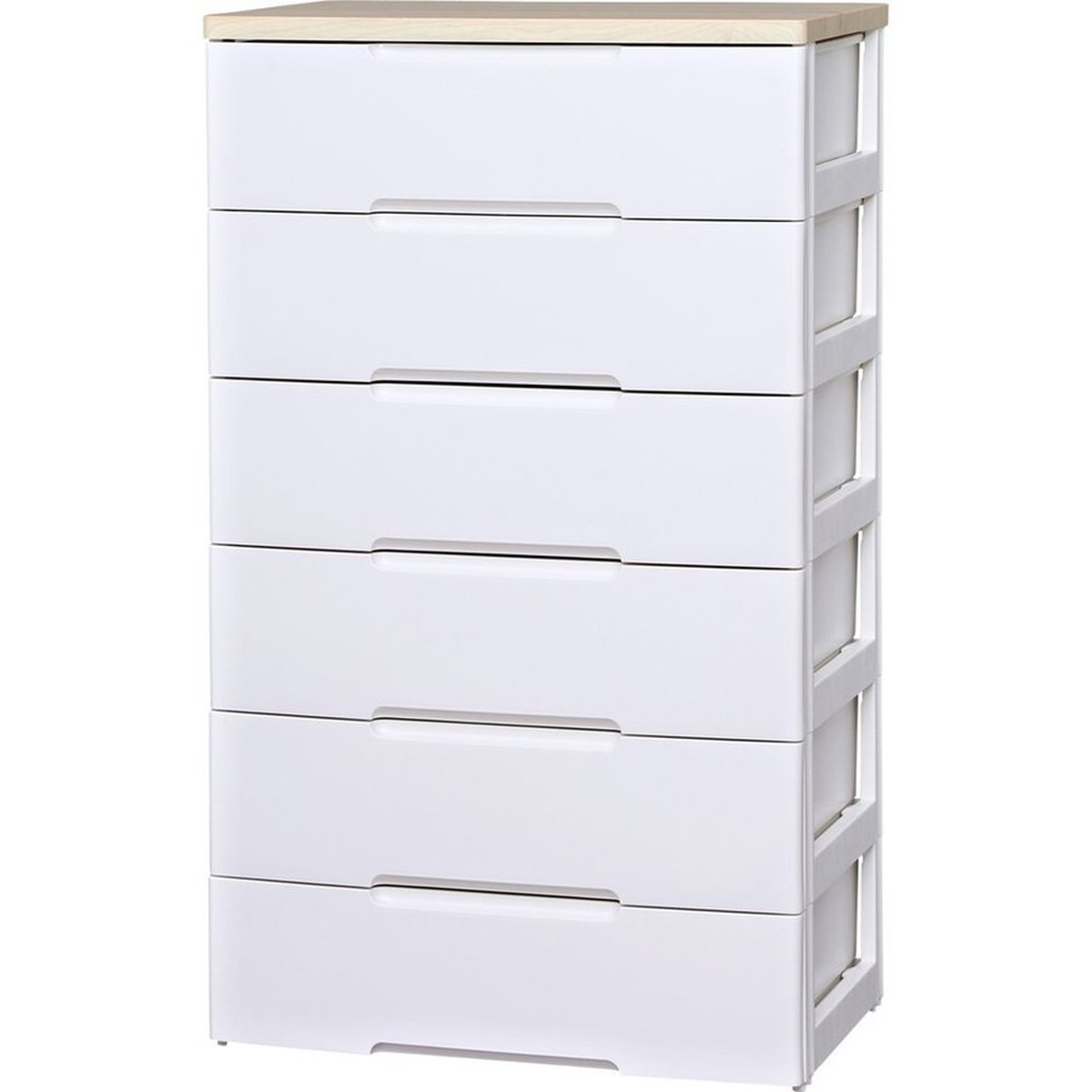 アイリスオーヤマ ウッドトップチェスト HG-806 ホワイト/ペアー 幅80cm 6段　木目天板 衣類収納 タンス【2梱包商品・お客様組立】