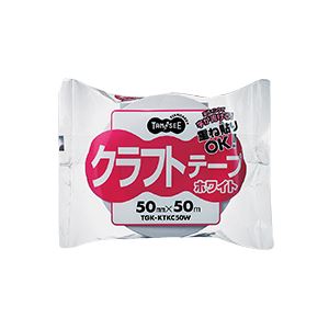 TANOSEE クラフトテープ重ね貼可能 50mmx50m 白 1セット(150巻)