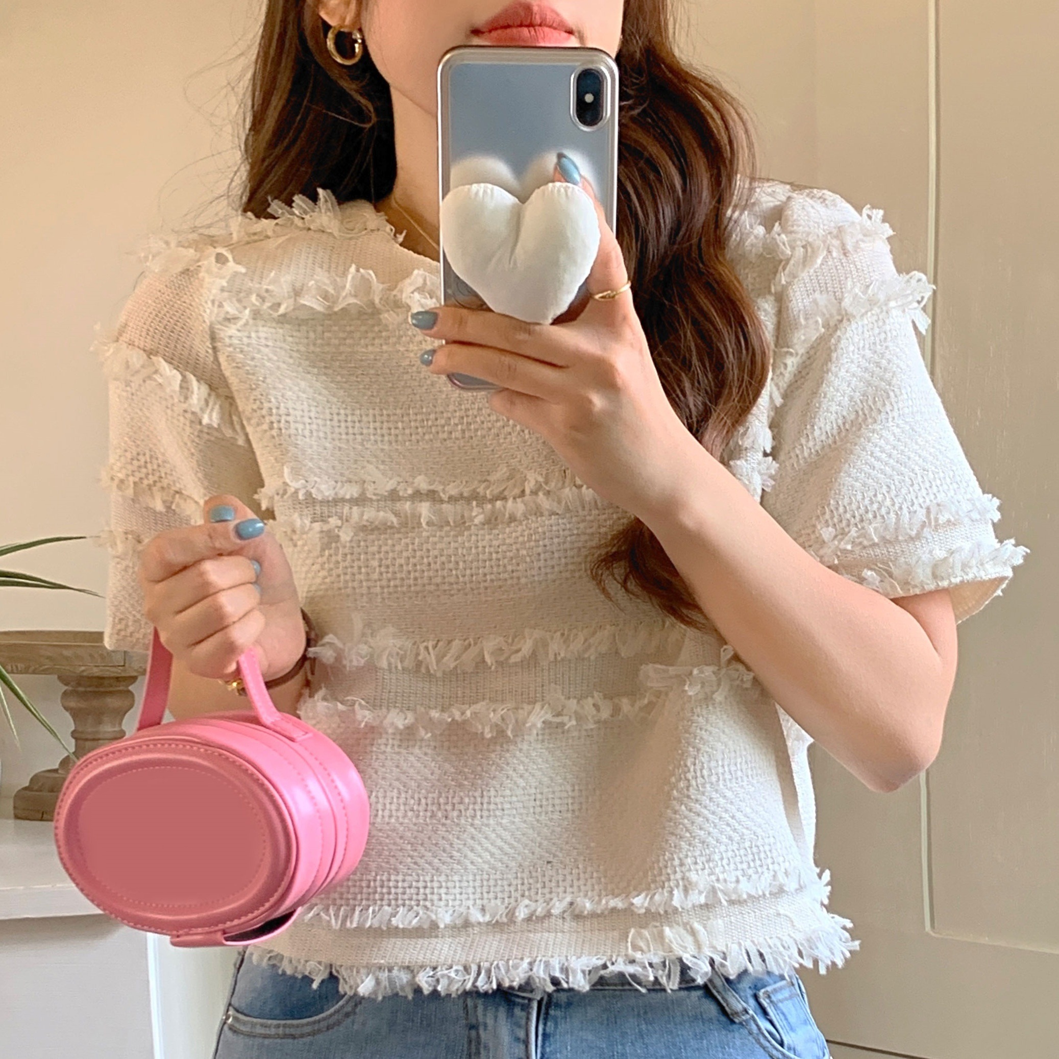 トップス セーター プルオーバー 半袖 ラウンドネック ショート丈 かわいい 大人可愛い きれいめ シンプル 上品 おしゃれ かっこいい カジュアル レトロ きちんと こなれ感 個性的 主役級 存在感