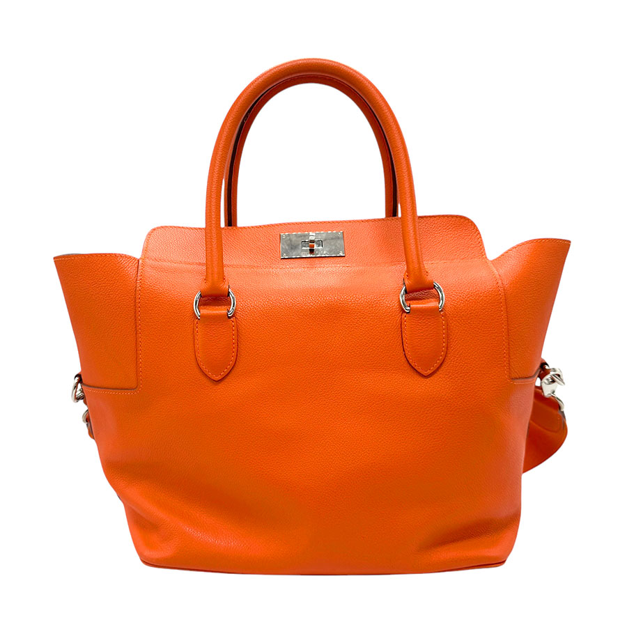 エルメス HERMES ハンドバッグ ショルダーバッグ ツールボックス26 エバーカラー オレンジ シルバー レディース z2901
